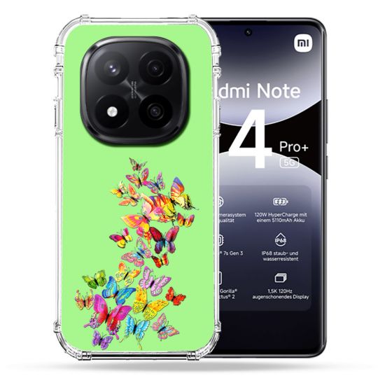 Coque Renforcée Transparente Pour Xiaomi Redmi Note 14 PRO PLUS 5G Papillon Multicolore
