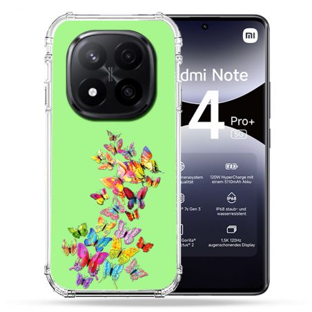 Coque Renforcée Transparente Pour Xiaomi Redmi Note 14 PRO PLUS 5G Papillon Multicolore
