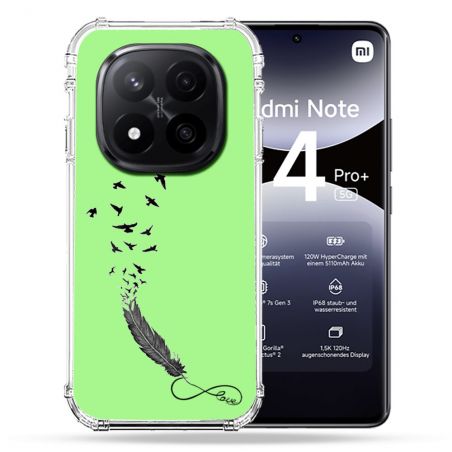 Coque Renforcée Transparente Pour Xiaomi Redmi Note 14 PRO PLUS 5G Plume Infini