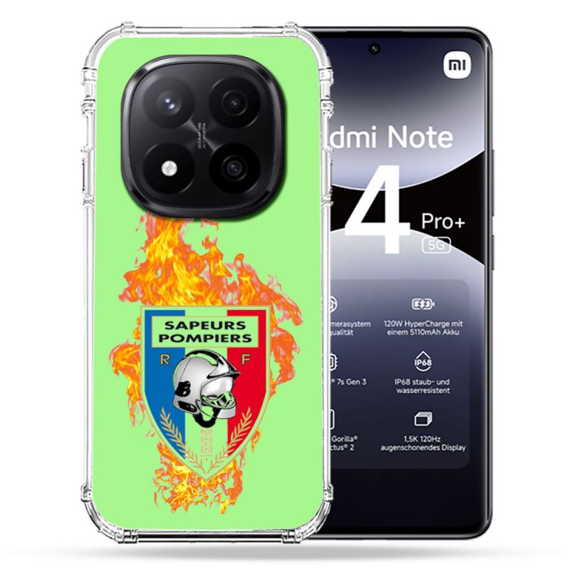 Coque Renforcée Transparente Pour Xiaomi Redmi Note 14 PRO PLUS 5G Pompier Feu