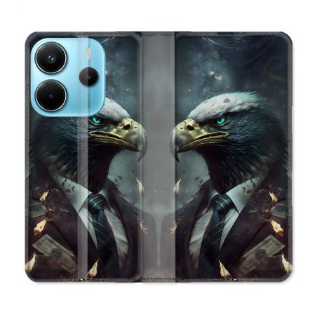 Housse Cuir Portefeuille Pour Xiaomi Redmi Note 14 4G Animal Aigle Business