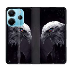 Housse Cuir Portefeuille Pour Xiaomi Redmi Note 14 4G Animal Aigle Royal Noir