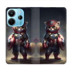 Housse Cuir Portefeuille Pour Xiaomi Redmi Note 14 4G Animal Chat America