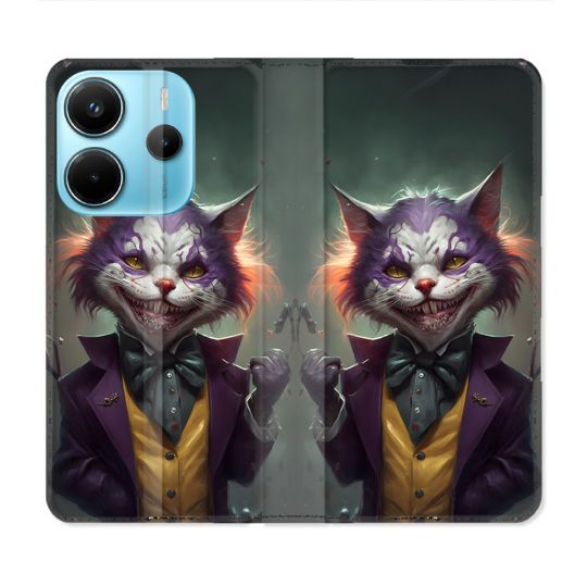 Housse Cuir Portefeuille Pour Xiaomi Redmi Note 14 4G Animal Chat Joker
