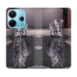 Housse Cuir Portefeuille Pour Xiaomi Redmi Note 14 4G Animal Chat Reflet