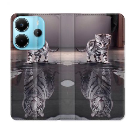 Housse Cuir Portefeuille Pour Xiaomi Redmi Note 14 4G Animal Chat Reflet