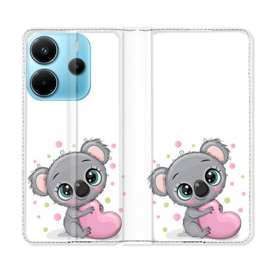 Housse Cuir Portefeuille Pour Xiaomi Redmi Note 14 4G Animal Koala Cœur