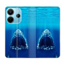 Housse Cuir Portefeuille Pour Xiaomi Redmi Note 14 4G Animal Requin Dent