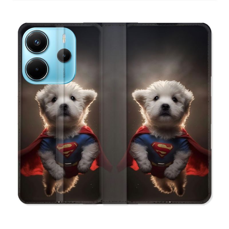 Housse Cuir Portefeuille Pour Xiaomi Redmi Note 14 4G Animal Super Chien