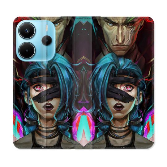 Housse Cuir Portefeuille Pour Xiaomi Redmi Note 14 4G Arcane Jinx Bleu