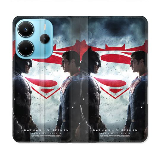 Housse Cuir Portefeuille Pour Xiaomi Redmi Note 14 4G Batman VS Superman