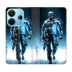 Housse Cuir Portefeuille Pour Xiaomi Redmi Note 14 4G Call Of Duty Guerrier
