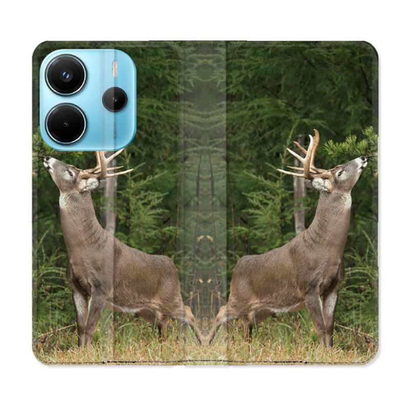 Housse Cuir Portefeuille Pour Xiaomi Redmi Note 14 4G Chasse Cerf