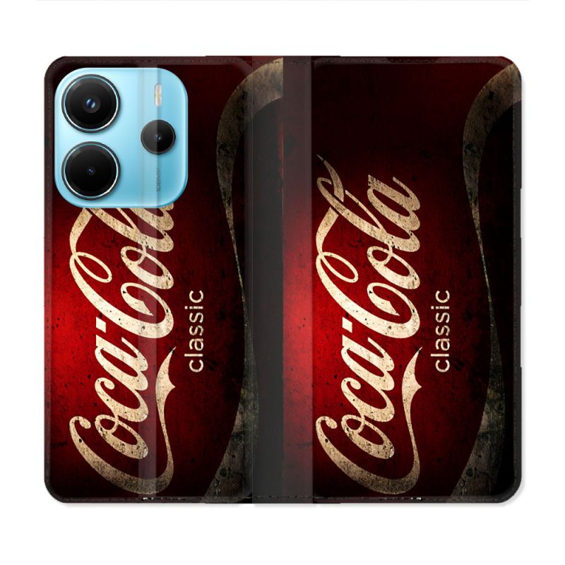 Housse Cuir Portefeuille Pour Xiaomi Redmi Note 14 4G Coca Cola Classique