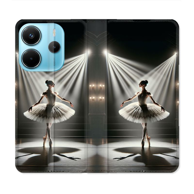 Housse Cuir Portefeuille Pour Xiaomi Redmi Note 14 4G Danseuse Lumière