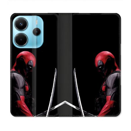 Housse Cuir Portefeuille Pour Xiaomi Redmi Note 14 4G Deadpool Epee
