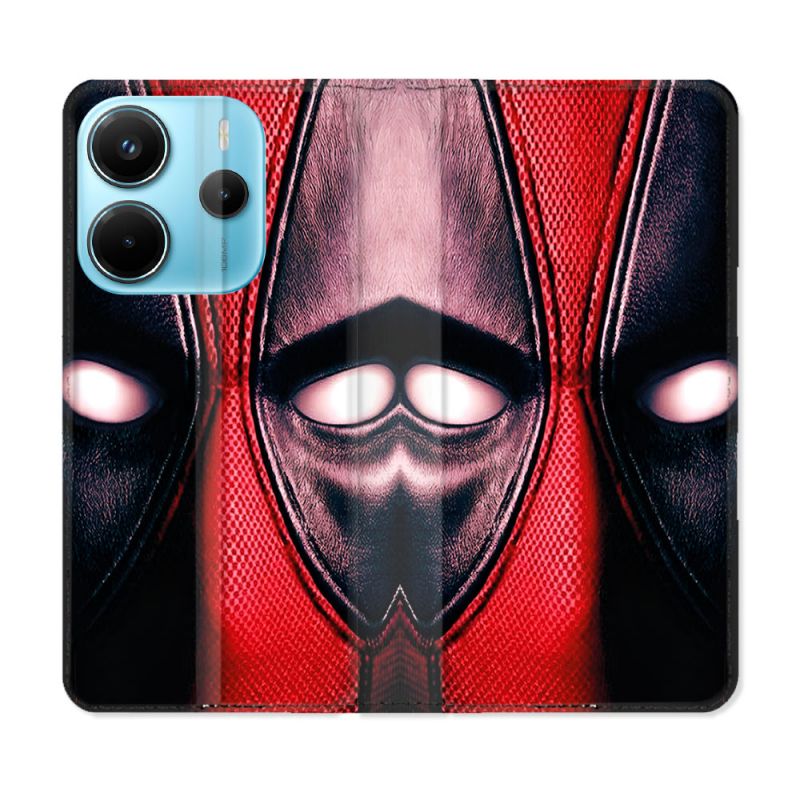 Housse Cuir Portefeuille Pour Xiaomi Redmi Note 14 4G Deadpool Yeux