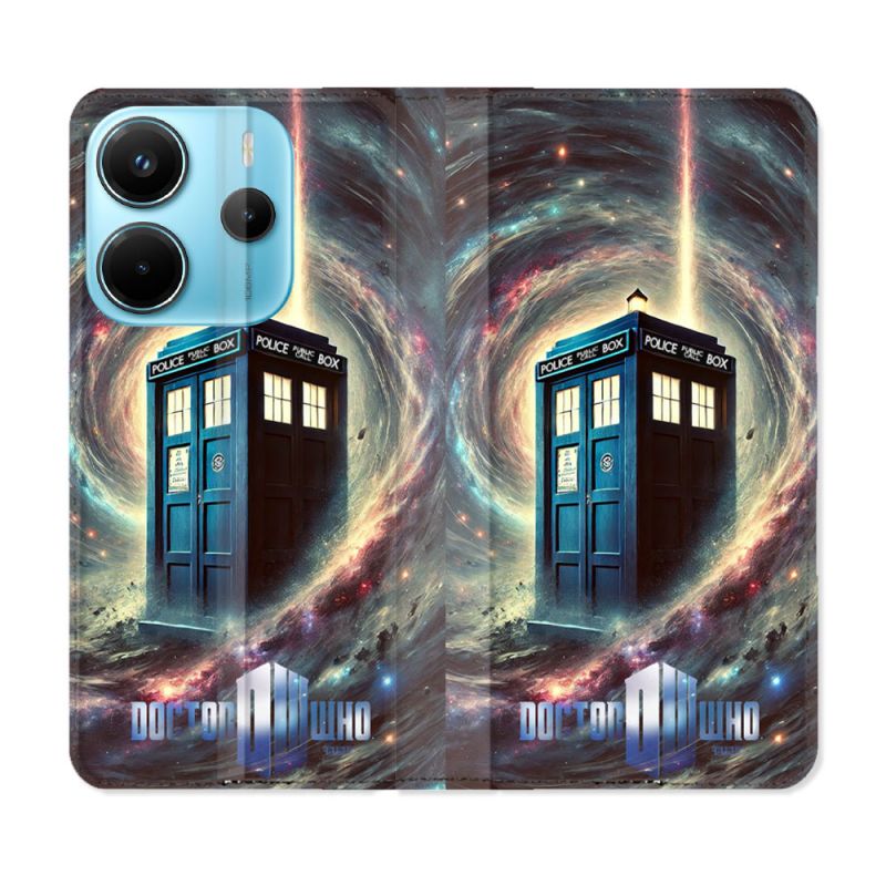 Housse Cuir Portefeuille Pour Xiaomi Redmi Note 14 4G Dr Who Tardis Univers