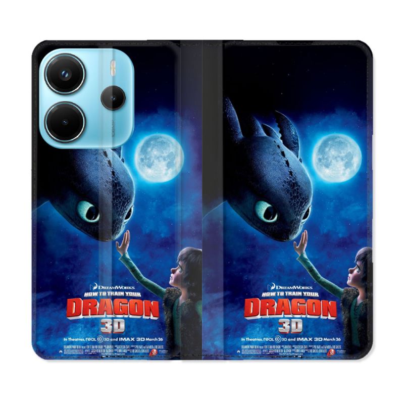 Housse Cuir Portefeuille Pour Xiaomi Redmi Note 14 4G Dragons Affiche