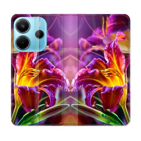 Housse Cuir Portefeuille Pour Xiaomi Redmi Note 14 4G Fleur Lys Color