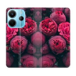 Housse Cuir Portefeuille Pour Xiaomi Redmi Note 14 4G Fleur Pivoine