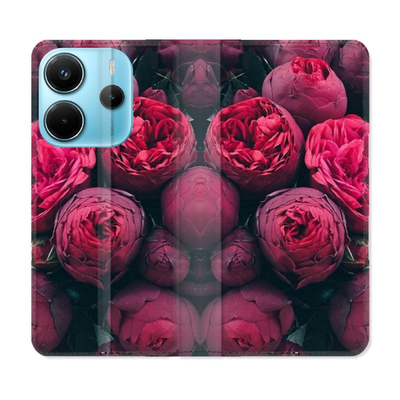 Housse Cuir Portefeuille Pour Xiaomi Redmi Note 14 4G Fleur Pivoine