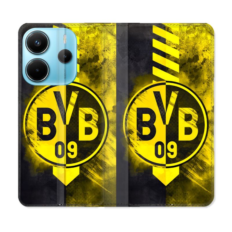 Housse Cuir Portefeuille Pour Xiaomi Redmi Note 14 4G Foot Dortmund