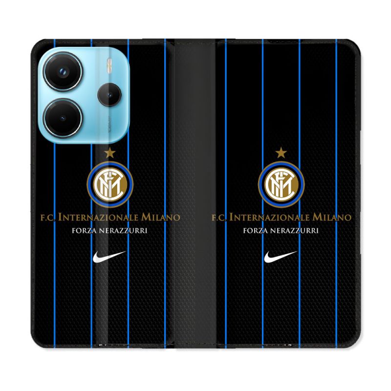 Housse Cuir Portefeuille Pour Xiaomi Redmi Note 14 4G Foot Inter Milan