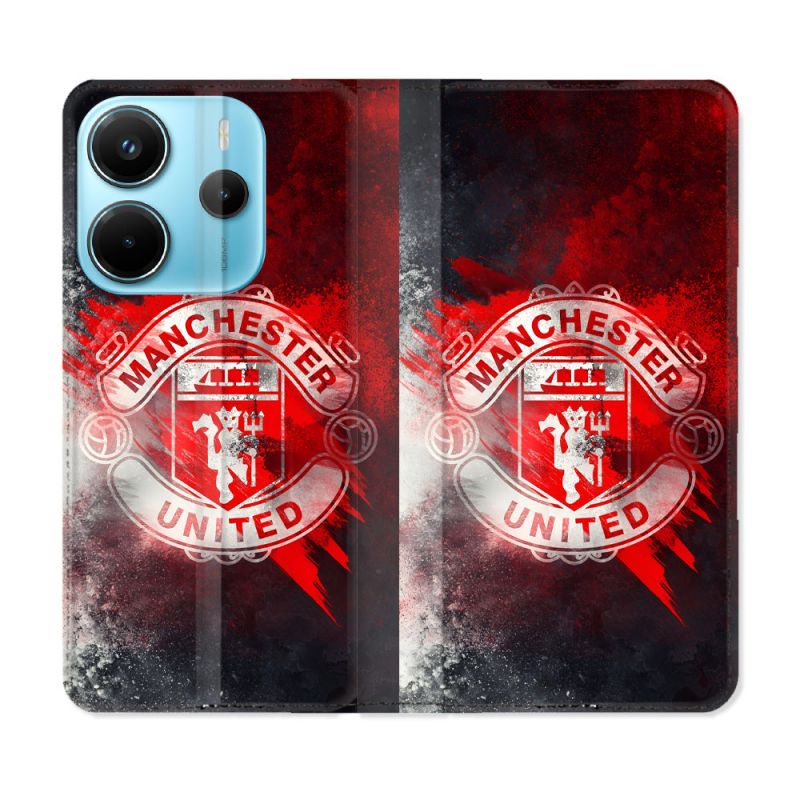 Housse Cuir Portefeuille Pour Xiaomi Redmi Note 14 4G Foot Manchester United