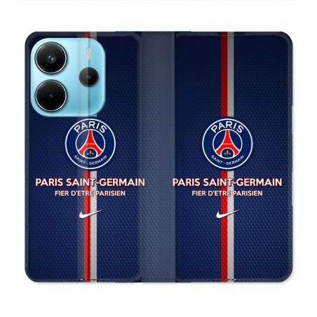 Housse Cuir Portefeuille Pour Xiaomi Redmi Note 14 4G Foot PSG Fier
