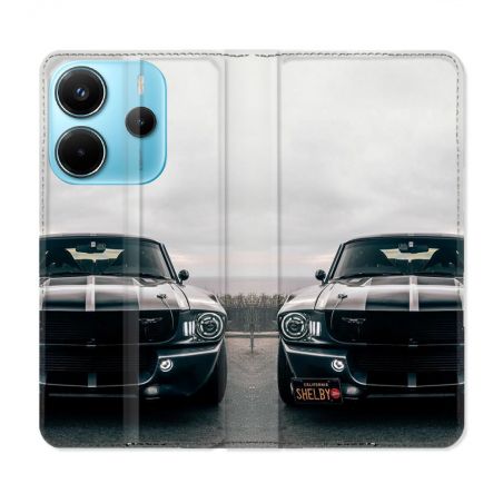 Housse Cuir Portefeuille Pour Xiaomi Redmi Note 14 4G Ford Mustang GT500 Vintage