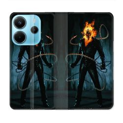 Housse Cuir Portefeuille Pour Xiaomi Redmi Note 14 4G Ghost Rider