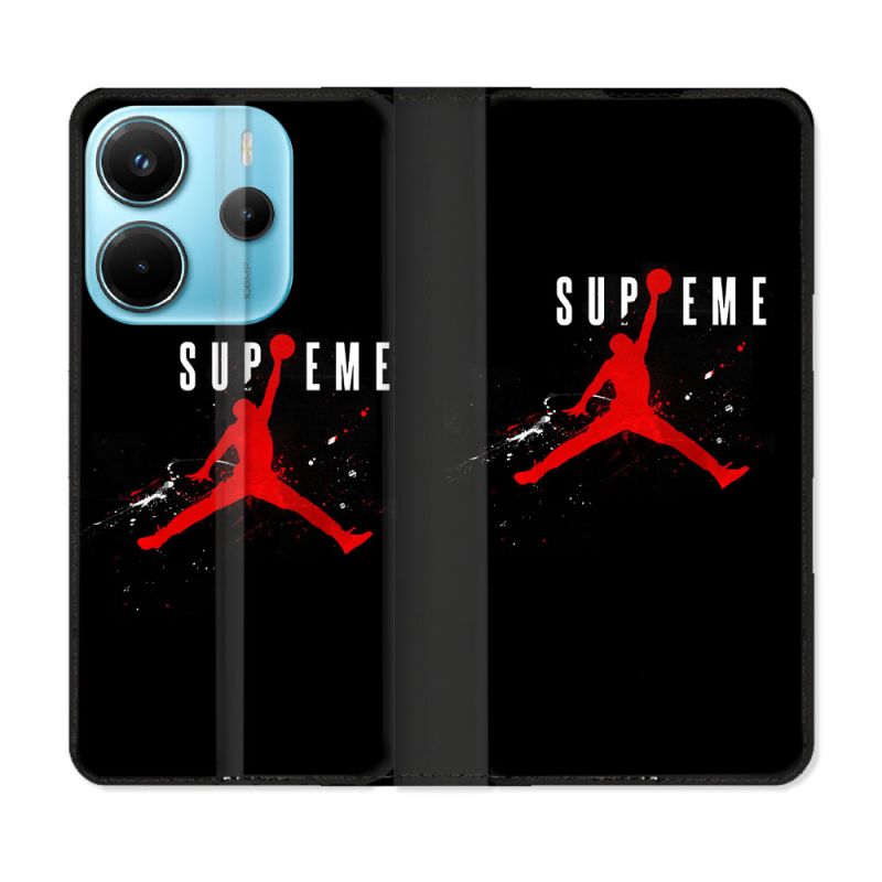 Housse Cuir Portefeuille Pour Xiaomi Redmi Note 14 4G Jordan Supreme Noir