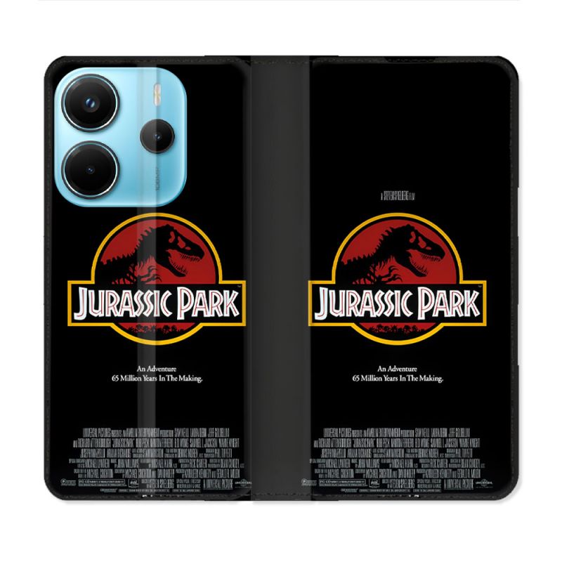 Housse Cuir Portefeuille Pour Xiaomi Redmi Note 14 4G Jurassic Park Affiche