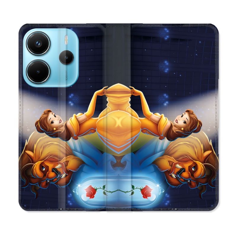 Housse Cuir Portefeuille Pour Xiaomi Redmi Note 14 4G La Belle et La Bête