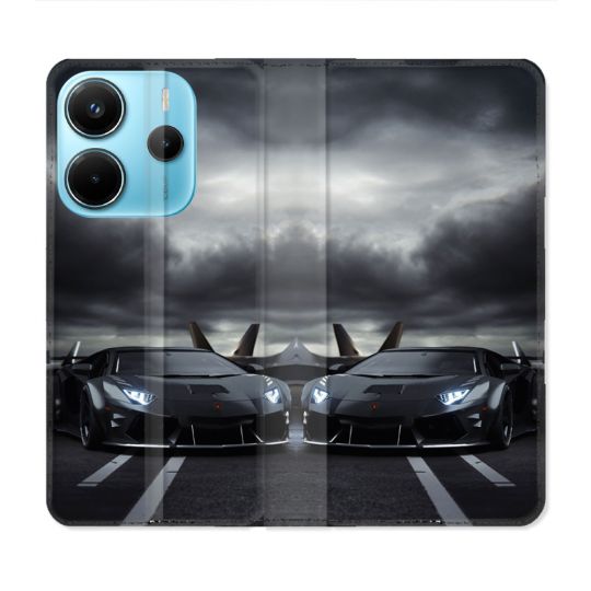 Housse Cuir Portefeuille Pour Xiaomi Redmi Note 14 4G Lamborghini Avion