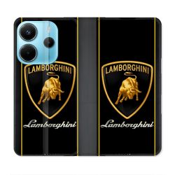 Housse Cuir Portefeuille Pour Xiaomi Redmi Note 14 4G Lamborghini Carbone
