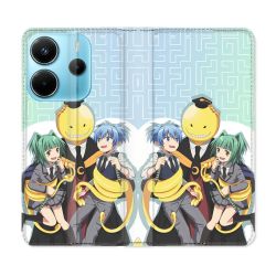 Housse Cuir Portefeuille Pour Xiaomi Redmi Note 14 4G Manga Assassination Classroom Kuro Trio