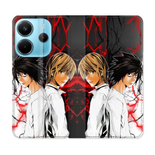 Housse Cuir Portefeuille Pour Xiaomi Redmi Note 14 4G Manga Death Note Duo