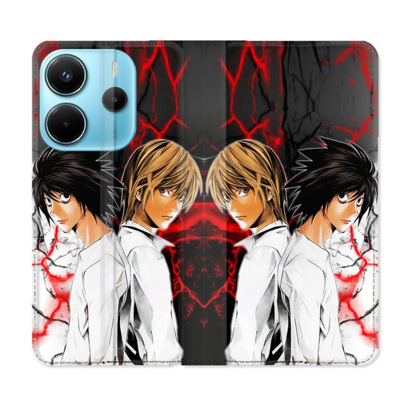 Housse Cuir Portefeuille Pour Xiaomi Redmi Note 14 4G Manga Death Note Duo
