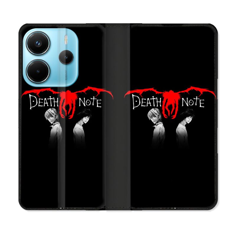 Housse Cuir Portefeuille Pour Xiaomi Redmi Note 14 4G Manga Death Note Noir