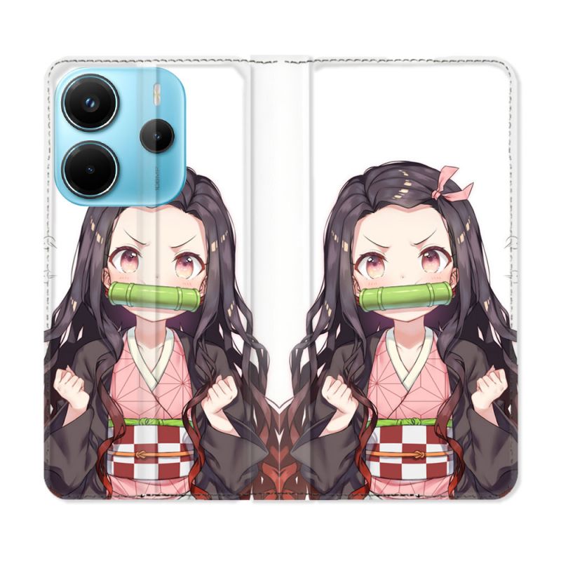 Housse Cuir Portefeuille Pour Xiaomi Redmi Note 14 4G Manga Demon Slayer Nezuko
