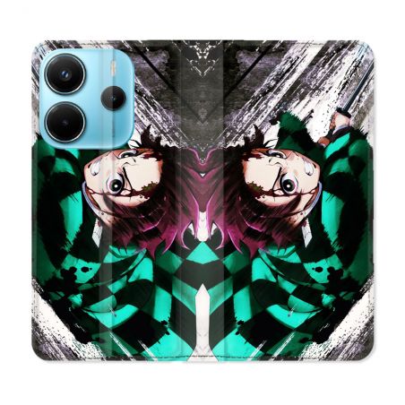 Housse Cuir Portefeuille Pour Xiaomi Redmi Note 14 4G Manga Demon Slayer Tanjiro