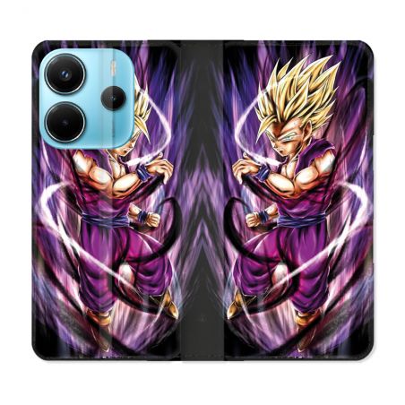 Housse Cuir Portefeuille Pour Xiaomi Redmi Note 14 4G Manga Dragon Ball Sangohan Violet