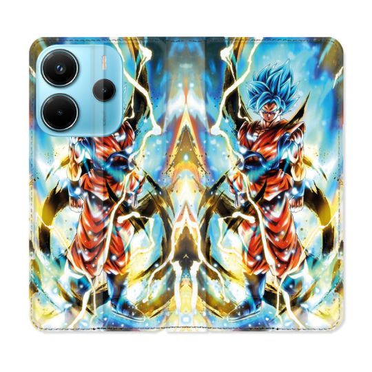 Housse Cuir Portefeuille Pour Xiaomi Redmi Note 14 4G Manga Dragon Ball Sangoku Blanc