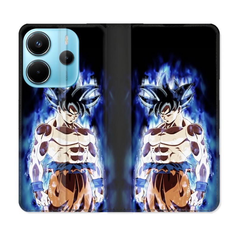 Housse Cuir Portefeuille Pour Xiaomi Redmi Note 14 4G Manga Dragon Ball Sangoku Noir