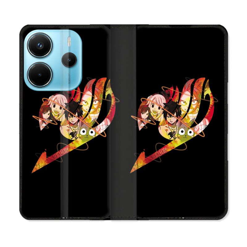 Housse Cuir Portefeuille Pour Xiaomi Redmi Note 14 4G Manga Fairy Tail Logo Noir