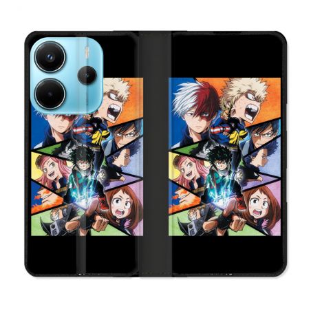 Housse Cuir Portefeuille Pour Xiaomi Redmi Note 14 4G Manga My Hero Academia Noir