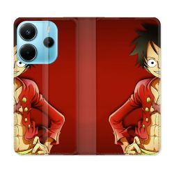 Housse Cuir Portefeuille Pour Xiaomi Redmi Note 14 4G Manga One Piece Luffy