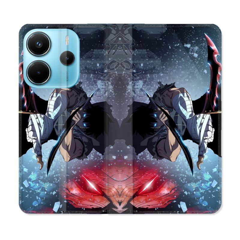 Housse Cuir Portefeuille Pour Xiaomi Redmi Note 14 4G Manga Solo Leveling Sung Epee